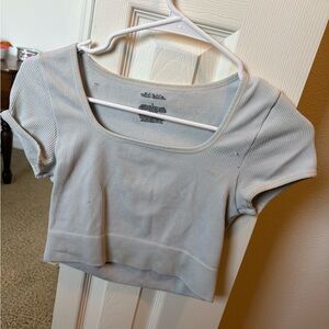 Wild Fable Light Blue Ribbed Crop Top